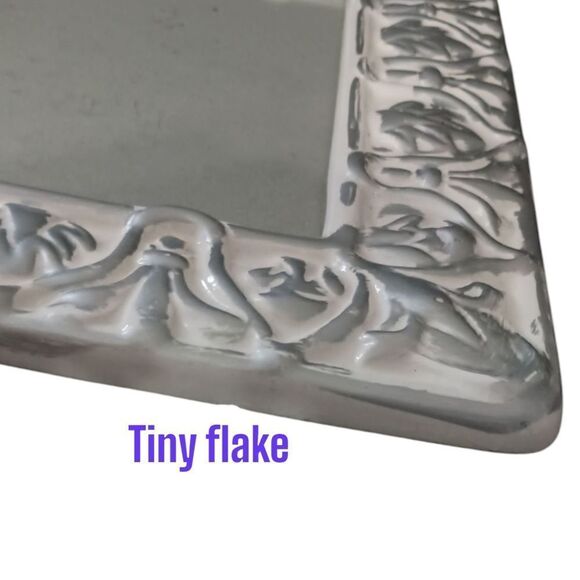 Ornate Picture Frame Ceramic Silver White Wash Detail 5x7 Victorian Deco Style - Picture 6 of 16